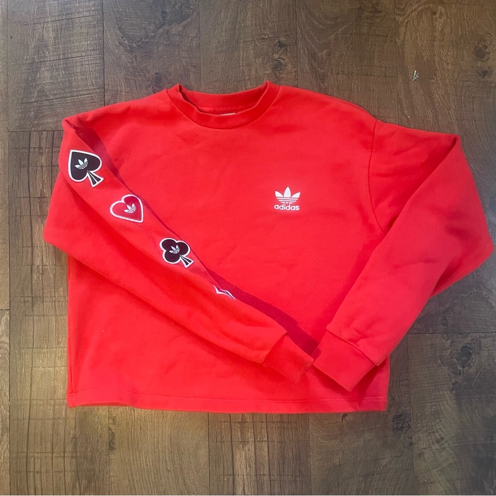 Red adidas cropped crew neck